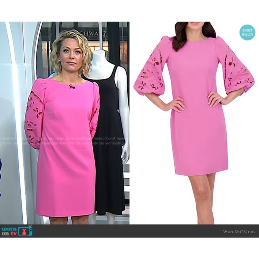 Vince Camuto Pink Eyelet Sleeve Shift Dress Peony Sz 4 NWT ASO Today Show